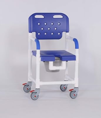 IPU PLT817 P Platinum Line Rolling Shower Chair Commode for use Over Toilet, in The Shower and Bedside Blue