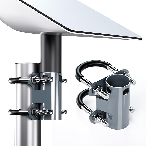 Universal U-Bolt Clamp Antenna Mount Bracket for Starlink V2 Pipe Adapter, Adjustable Heavy Steel Mast Pole U-Bracket for Starlink Satellite Dish Mounting Kit