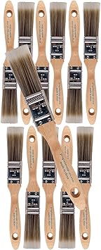 12PK 1 inch Flat Brush Premium Wall/Trim House Paint Brush Set Great for Professional Painter and Home Owners Painting Brushes for Cabinet Decks Fences Interior Exterior & Commercial Paintbrush.