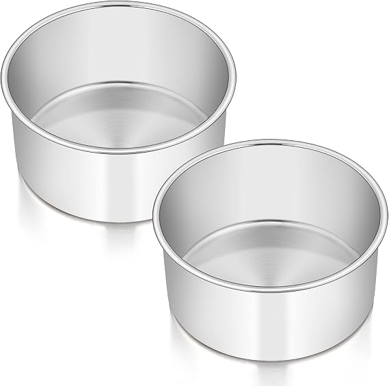 Homikit 6 Inch Cake Tin Set of 2, Stainless Steel Deep Cake Baking Pans