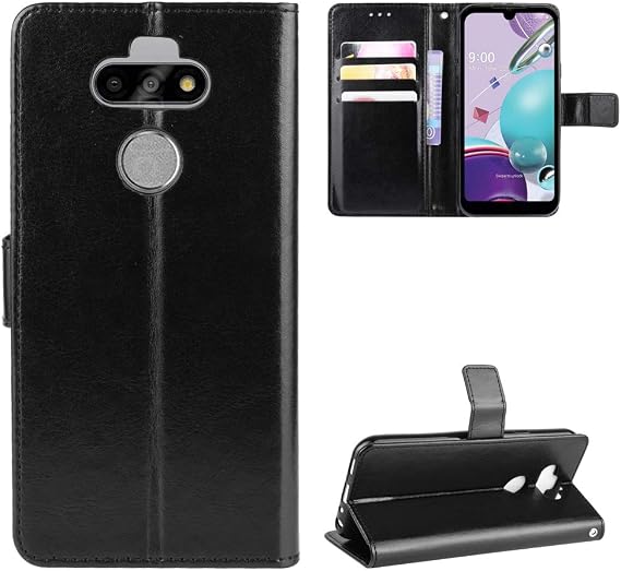 Case for LG K8x Case Cover,Flip Leather Wallet Cover Case for LG LMQ310N Q Series Q31 2020 / LMK300AM Phoenix 5 / LMK300QM K Series K31 / Aristo 5 LM-K300TM LM-K300MM / Aristo 5+ Case Black