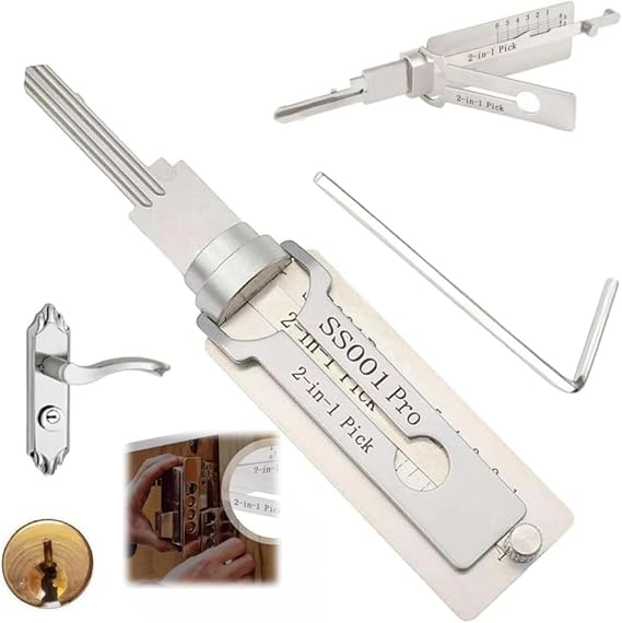 Master Key Decoder Lock Picking Tool, 2 in 1 Stainless Steel Master Key Decoder, Lock Picking Kit,(Ss001 Pro) 