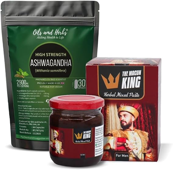 Herbal Mixed Paste 240 gr Turkish Honey Macunu King Paste+ Free 30 Ashwagandha Capsules for Mind Relaxation