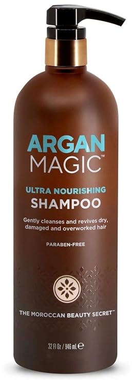 Argan Magic Ultra Nourishing Shampoo - Argan Oil and Antioxidants to Nourish and Restore Damaged and Over-Processed Hair Types | Paraben Free, (32 oz)