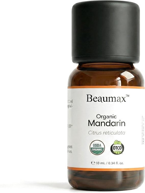 Mandarin Organic Essential Oil (Citrus Reticulata) - Beaumax USDA Certified 100% Pure Therapeutic Grade Undiluted Aroma Oil 10ml (0.34 fl oz)