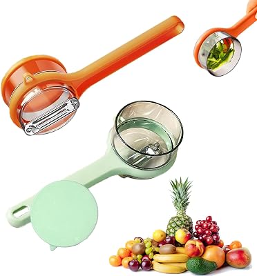 2Pcs Peeler with Container, Vegetable peelers for kitchen, Potato Peeler, Double-Sided Stainless Steel Multi-function for Home KitchenGreen&Orange