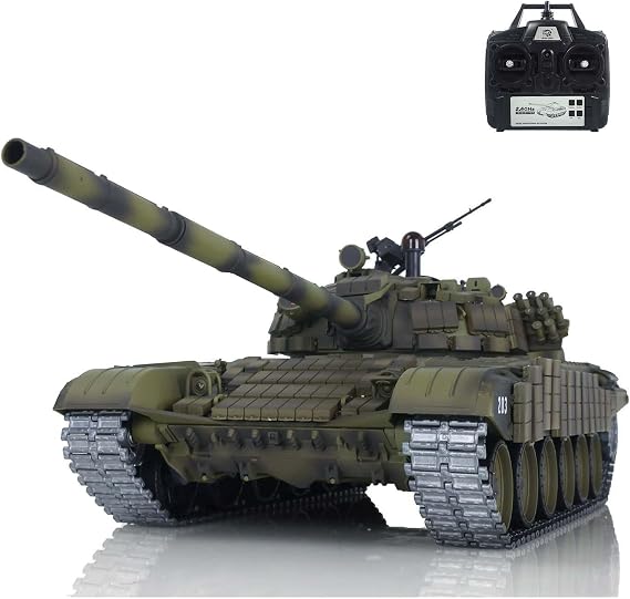 Heng Long US in Stock, 1/16 RC Tank 7.0 Upgraded Version T72 3939 Metal Battle Vehicle 340 Rotating Turret Metal Tracks Smoking Unit Infrared Combat Lifting Barrel Light Sound BB Shooting