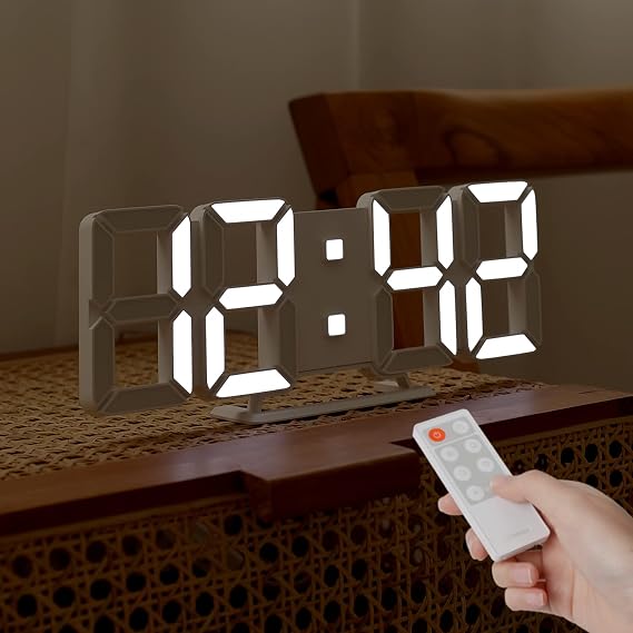 mooas 3D Pure Slim M LED Clock, 11.8" Multi-Function LED Digital Clock