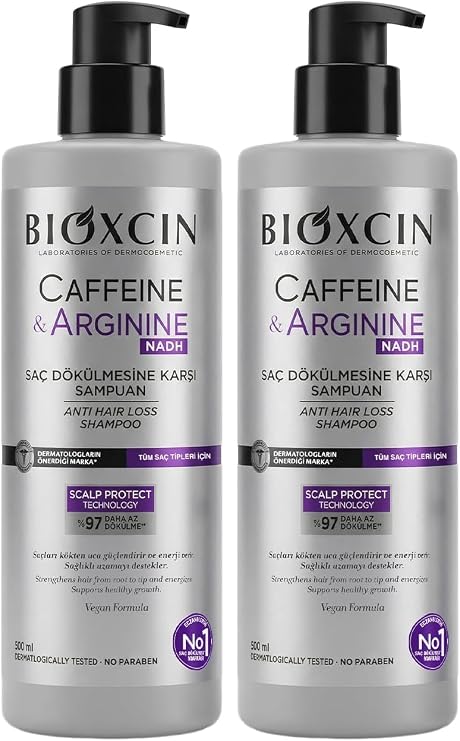 Bioxcin Caffeine & Arginine Şampuan 500 ml – Saç Dökülmesine Karşı Etkili Bakım | BioComplex B11 | Kafein + Arjinin Destekli Hızlı Uzama | Tüm Saç Tipleri İçin (2 paketi)