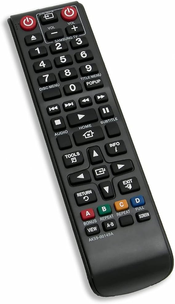 Replacement Remote Control for Samsung BD-J7500 BD-JM57/ZA BD-ES7000 BD-HM59C/ZA 3D Blu-ray Disc Player