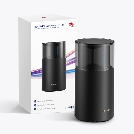 HUAWEI WiFi Mesh X1 Pro Router 3.6 Gbps Dual Band WLAN 7 1 Pack Multi-level power antenna four 2.5 GE connections aesthetic design for home no DSL function gaming