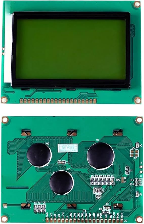 128X64 LCD Display Module STN Blue Yellow-Green Screen I2C Interface Wide 3.3V-5V Voltage Built-in Chinese Font High Resolution LED Backlight Multiple MCU Integration (B)
