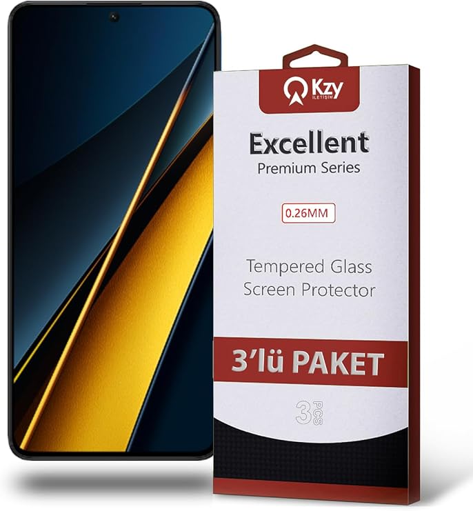 KZY İLETİŞİM Xiaomi Poco X6 Pro ile Uyumlu Temperli Ekran Koruyucu Kırılmaz Cam Ekonomik 3'lü Paket