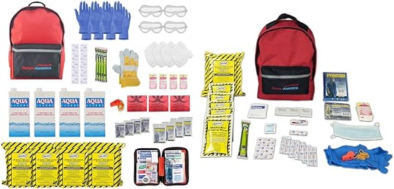 Ready America 70380 72 Hour Emergency Kit, 4-Person, 3-Day Backpack, Includes First Aid Kit, Survival Blanket, Emergency Food Portable Disaster Preparedness Go-Bag for Earthquake, Fire, Flood
