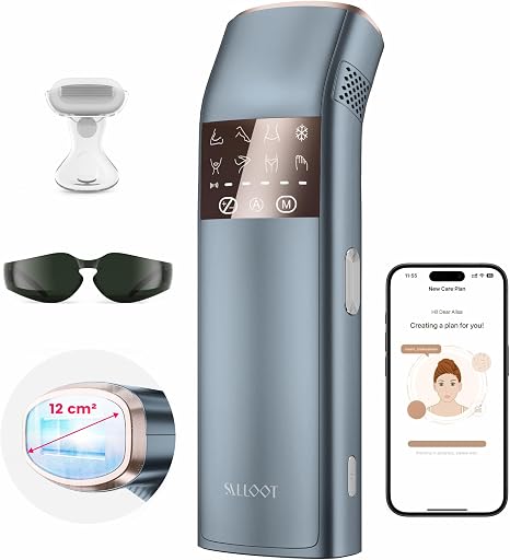 Triple Pulse IPL Devices Hair Removal 12 cm² Sapphire Ice Cooling Laser Hair Removal for Men and Women 3°C for Pain-free Permanent Hair Removal Home for Face Bikini Pubic Area