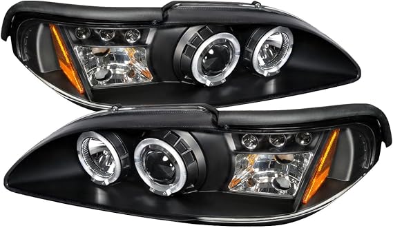 For GT Black LED Halo Projector Headlights Head Lamps