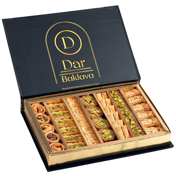Nutlava Pistachio & Cashew Premium Baklava Gift Box (40 Pieces) | No Artificial Ingredients, No Artificial Colors, No Preservatives, Handmade Baklava Pastry