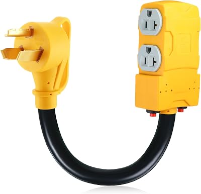 Kanayu 1.8 FT 30 to 20 Amp 110V Dryer Distribution Adapter Compatible with NEMA 10-30P to NEMA 4X 5-20R 5-15R, 3 Prong Dryer Wall Socket to Four Household Outlet with 20 Amp Circuit Breaker