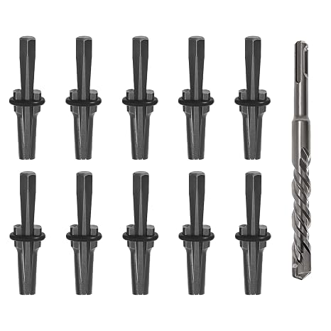 10 Pack 5/8" Wedge and Feather Shims Set Concrete Rock Stone Splitter Hand Tools for Rock, Stone, Concrete, Marble, Granite Rock Splitting Wedges
