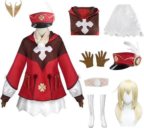 Women Costume Game Characters Uniform For Halloween with Red Hat
