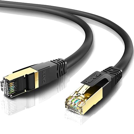 HiiPeak Cat8 Ethernet Cable 10FT, Indoor&Outdoor, Heavy Duty High Speed 26AWG Cat8 Network LAN Cable 2000Mhz, 40Gbps with Gold Plated RJ45 Connector Weatherproof S/FTP UV Resistant for Router, Modem