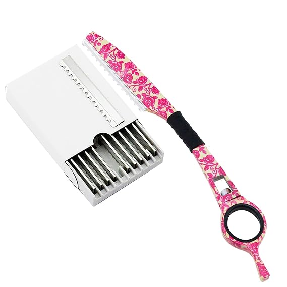 1 Rotating Thinning Razor+10 Blades Japan Barber Shear Razor Hairdressing Haircut Scissor Knife Hair Removal Thinner Razor
