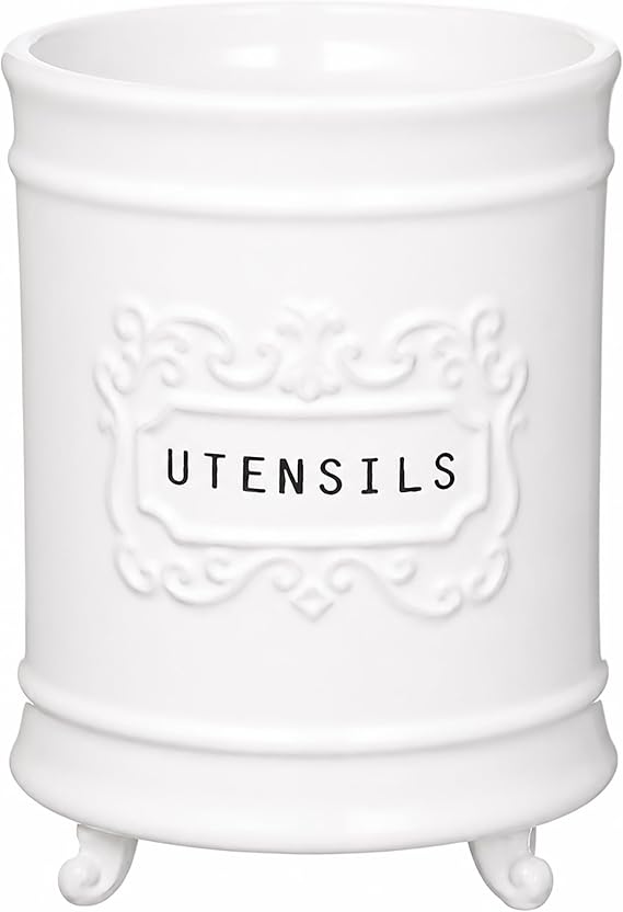 Mud Pie Circa Utensil Ceramic Holder, 6.5"x5" dia, Utensils