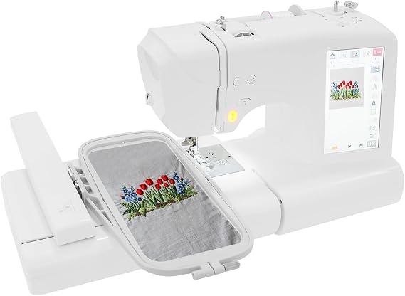 2 in 1 Embroidery Machine & Sewing Machine Embroidery Computer Controlled Embroidery Machine with Foot Pedal LED Light 2 Embroidery Hoops Touchscreen 96 Embroidery Pattern & 162 Sewing Pattern Sewing