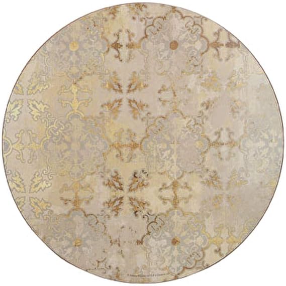 Creative Tops Cork-Backed Round Placemats Set of 4, 29cm , Table Mats with Printed Gold Impressions Design Coasters, Gold / Grey