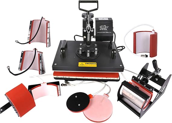 8 in 1 Heat Press Dual Digital Control 360 Degree Swivel Heat Press Machine Multipurpose Combo Kit Sublimation Heat Press Machine for T Shirts, Mug, Hat, Plate, Cap, 29X38CM