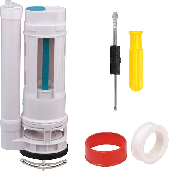White Toilet Cistern Dual Flush Push Button Valve 25cm Height Fit for Drain Diameter 65-75mm