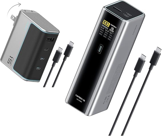 CUKTECH 15 Ultra 20000mAh 140W Power Bank+140W 4-Port USB C Laptop Charger, PD3.1 Fast Charging Battery Pack with Smart Display, Compatible with iPhone 16/15/14/13, Samsung, MacBook, Dell, etc