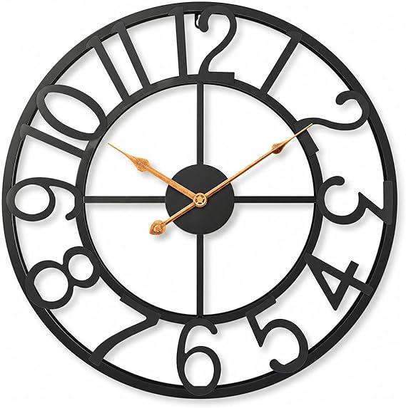 Pytha Sight Wall Clock for Living Room, 33.5cm Modern Black Metal Silent
