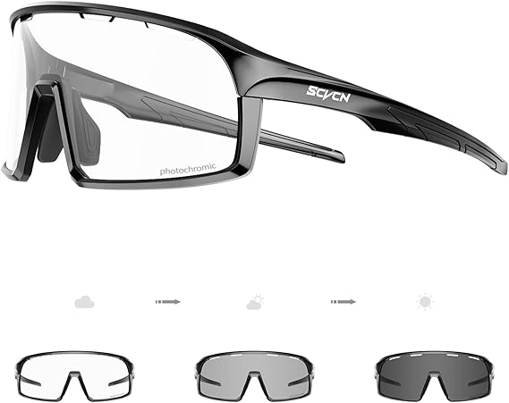 SCVCN Photochromic Cycling Glasses Sport Sunglasses Clear MTB BMX Men Women Running Driving S145