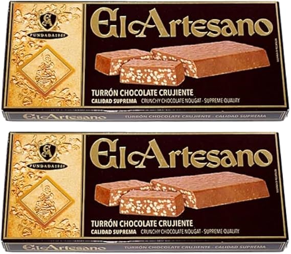 Spanish Crunchy Chocolate Turrón Crujiente Nougat (Pack of 2)