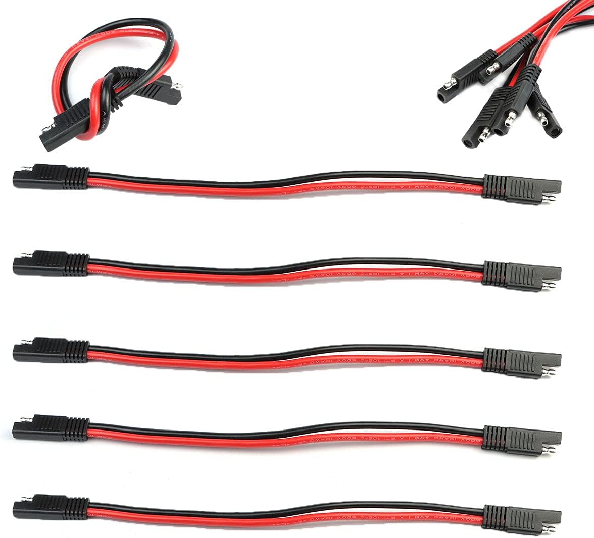5 Pack 10 Gauge 2 Pin Quick Disconnect Polarized Wire Harness SAE Connector Bullet Lead Cable for Motorcycle Boat Car Tractor - 12in Red and Black Wire 5PCS 12IN 10GAUGE, 5PCS 10IN 10GAUGE
