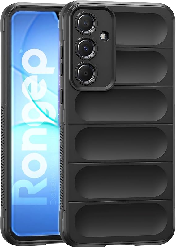 Rongep Case for Samsung Galaxy A17 Rugged Matte Black Protector Thick Structure Silicone Case Camera Raised Inside Suede Textured Edges A17 Case with Shock Absorbing and Anti-Slip Feature (Black)