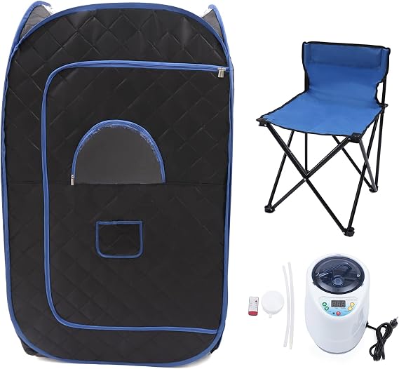 Portable Full Body Steam Sauna Set, Home Personal Steam Sauna Box with Chair, 2 Liter 1000W Steam Generator, 99 Minutes with Remote Timer, 9 Adjustable Settings
