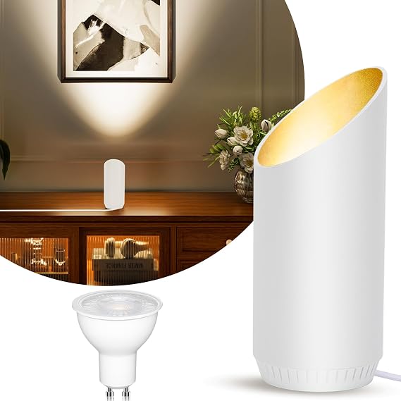 LED Floor Uplighter & Spot Lights Indoor with Warm White 3000K, Indoor Uplight Spot for Living Room, Table Lamps & Uplighters for Living Room (1 Pack White) [Energy Class F]