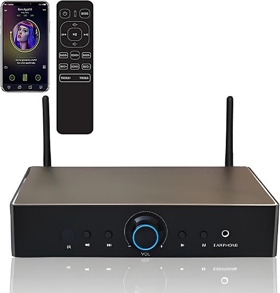 ODISON WA80 8-Zone Multiroom Streaming Amplifier, WiFi Wireless Whole Home Audio System, AirPlay 2, App Control, Hi-Res 32bit/384kHz, for Indoor Outdoor Speakers (Silver)