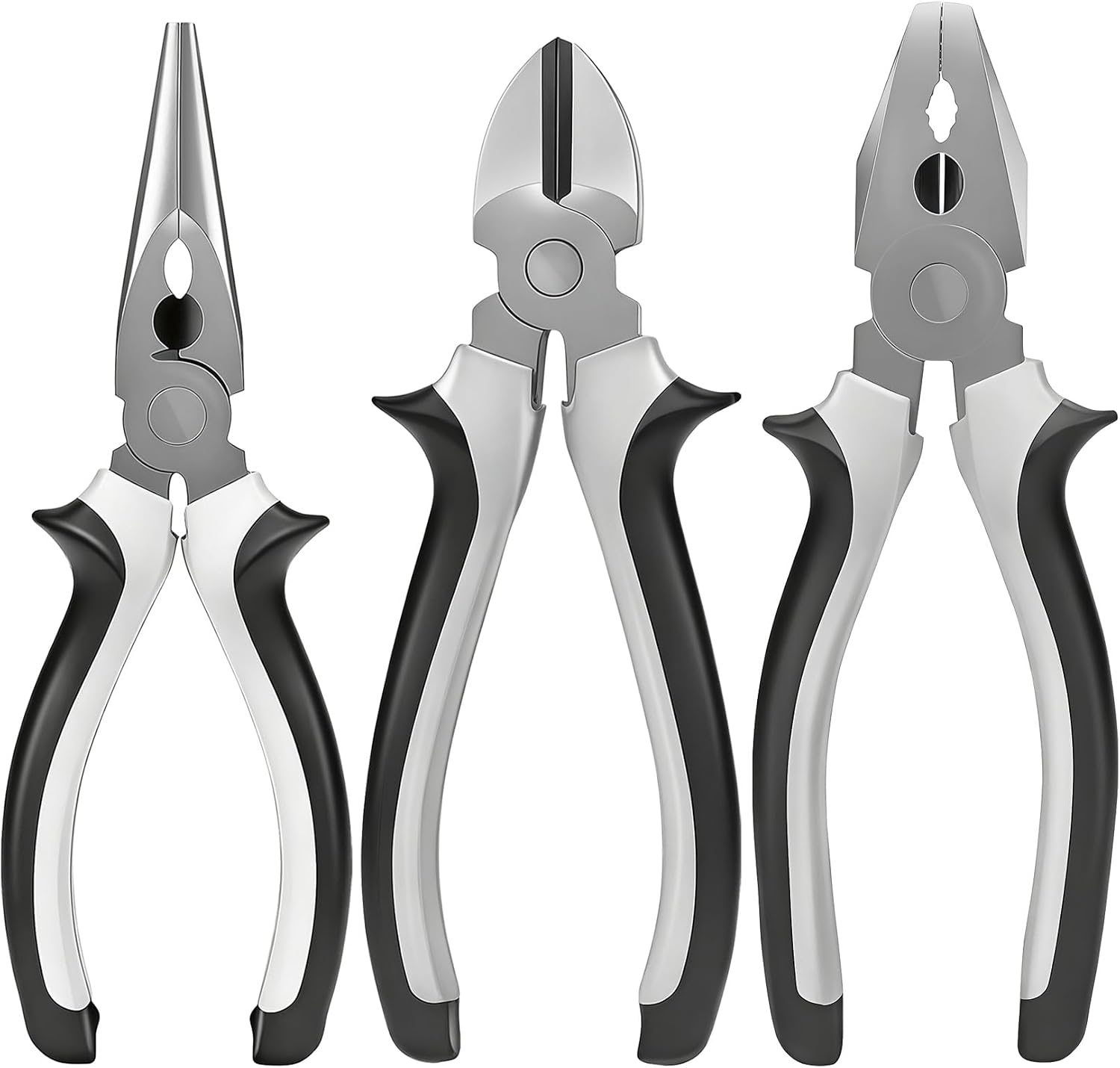 3 Pcs Plier Sets, Heavy-duty Pliers Set, Professional Electrical Pliers Tool Set, Long Nose & Diagonal Cutting & Side Electrical Cutters Snips, DIY Tools, Grips Tools, combination Plier for DIY Repair