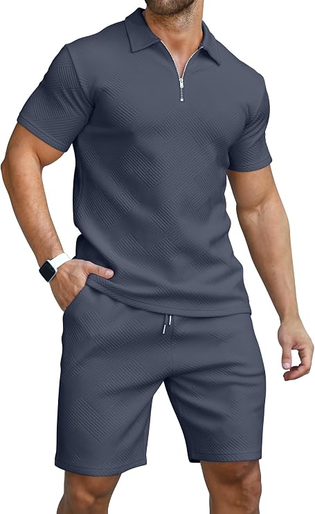 KUYIGO Men's Shorts Set Summer Outfits Fashion Casual 2 Piece Tracksuit