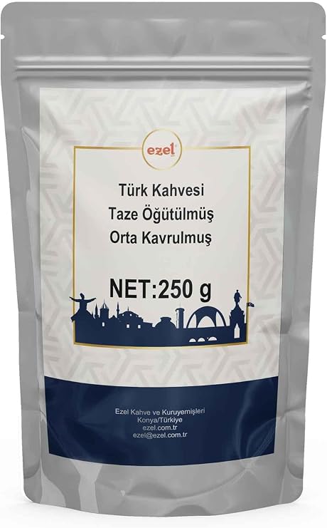 Ezel Türk Kahvesi – Orta Kavrulmuş ve Taze Öğütülmüş 250gr - Zipli Ambalaj