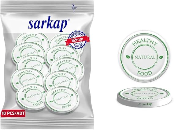 Sarkap Kavanoz Kapağı, 82mm, Hava Geçirmez, Sızdırmaz, Konserve için Uygun, 10'lu Paket (Healthy)