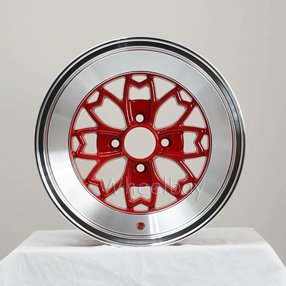 4 Pcs Rota Aleica Wheels 15x8 Pcd:4x100 Offset:15 Hb67.1 Red With Polish Lip