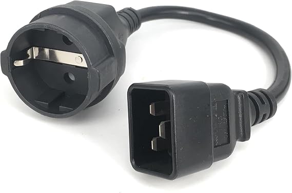 IEC C20 to Schuko Female Socket Short Power Cord 1 Foot,IEC320 C20 to EU European CEE7 Female Socket Short Power Cable,16AWG, 1ft/0.3m