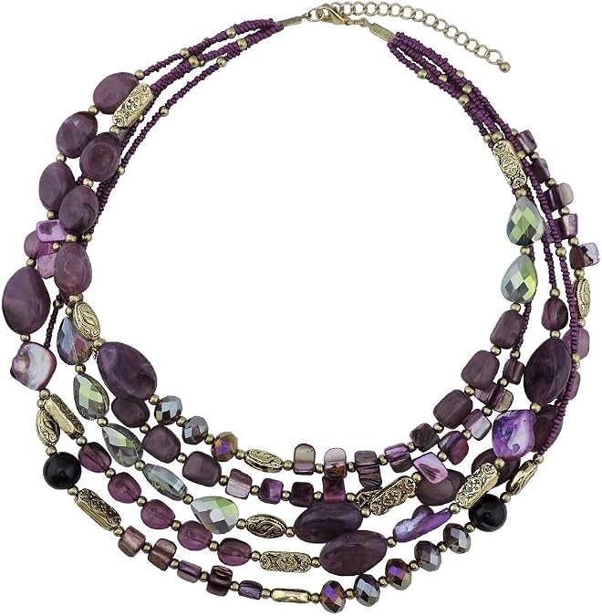 Bocar Multi Layer 5 Strand Statement Collar Beaded Necklace for Women Gift(NK-10376)