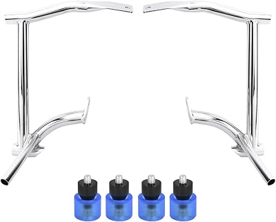 Chrome Saddlebag Guard Rear Saddle Bag Crash Bars with 4 PCS Blue Decorative Wheels for Motorcycle Accessories Compatible with Harley Touring 2009-2024