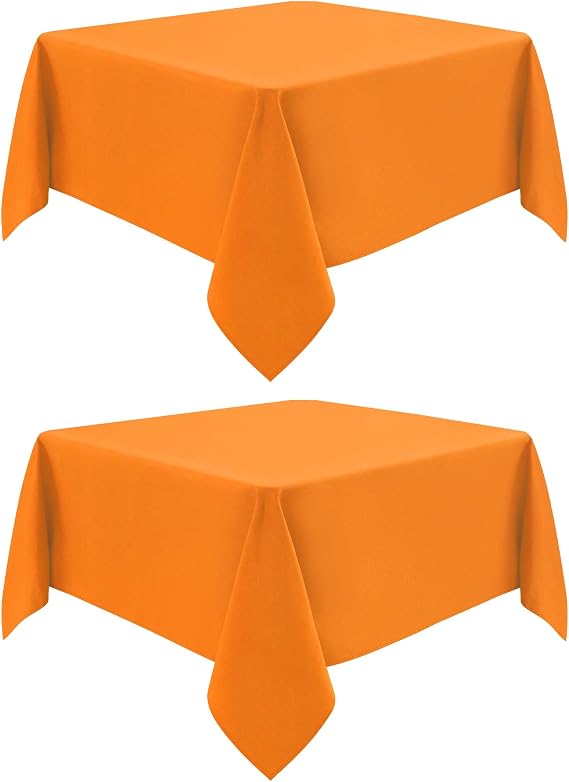 2 Pack 52X52 Inch Square Table Cloth Orange Tablecloth
