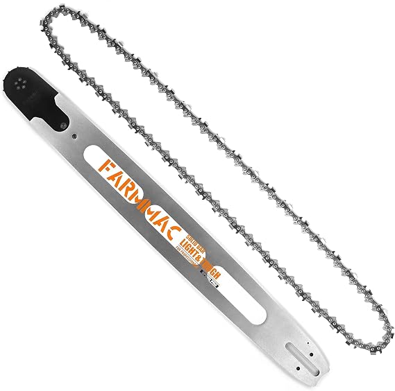 24 Inch Light Weight Chainsaw Guide Bar & Chain Combo Alloy Chainsaw Bar, 3/8" Pitch 0.058" Gauge, 84 Drive Link, Full Chisel Chain, D009